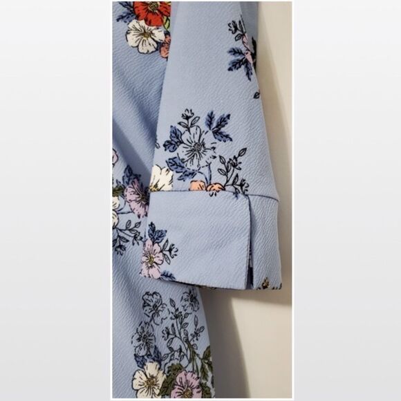 Medium Blue Open Criss Cross Back Floral Shift Dress - Picture 13 of 15
